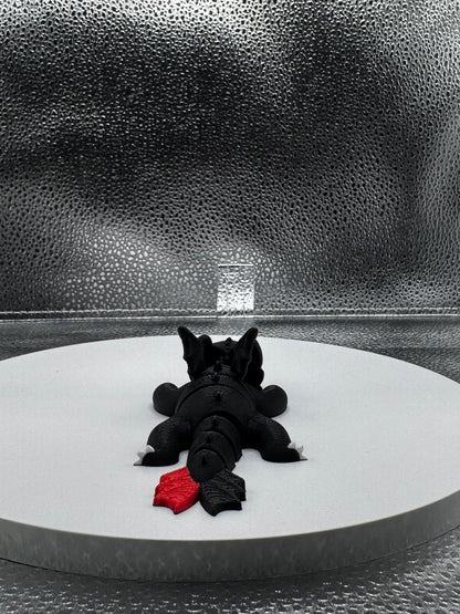 Black and White Dragon 3d Print COLORED 4.5 Inches Long -Flexi - Fidget