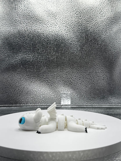 Black and White Dragon 3d Print COLORED 4.5 Inches Long -Flexi - Fidget
