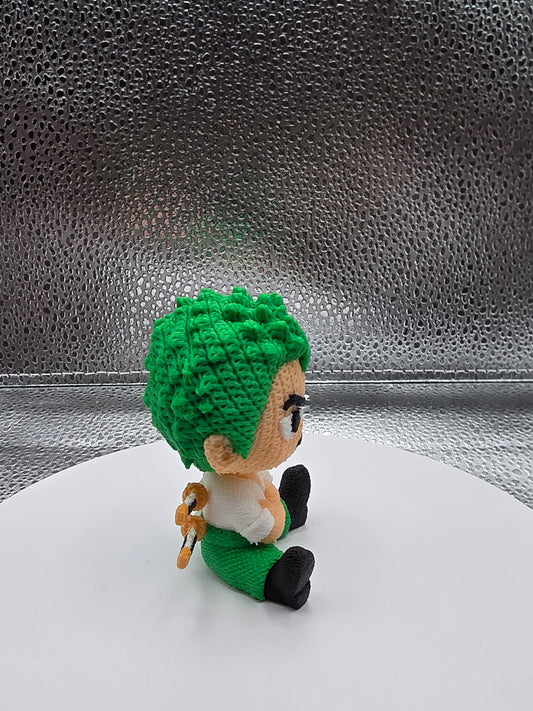 Green Hair Sword Dueler Knitted Style 3D Print